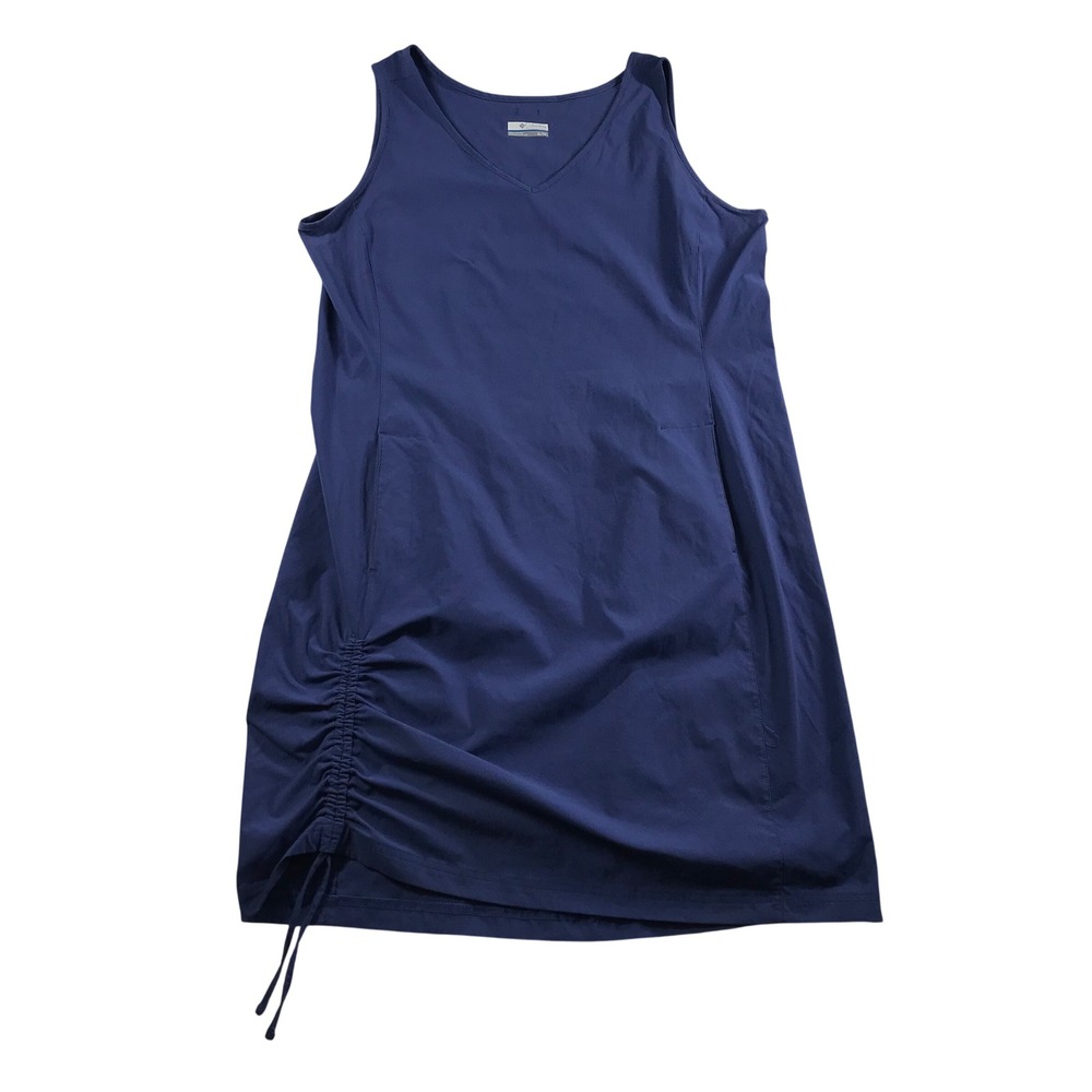 Columbia Anytime Casual Dress Blue Sleeveless V-Neck Cinched Side XL AK1395
